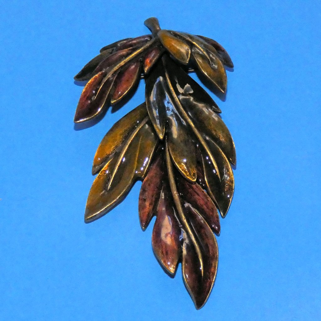 Vintage Ben Amun Leaves Brooch Pin Articulated Moving Leaf Autumn Fall Enamel